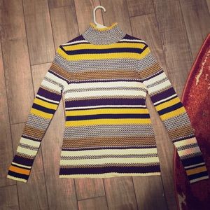Striped long sleeved turtle neck